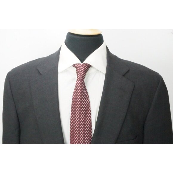 Paul Stuart Stuart II Dark Gray 100% Wool 2 Pc Suit Jacket Pants 42 semi long - Picture 2 of 12